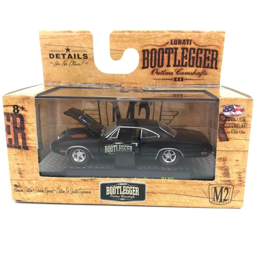 M2 Bootlegger 1970 70 Dodge Super Bee Hemi Car Black Die Cast 1/64 Scale